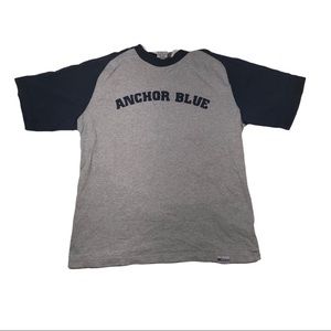 Vintage Anchor Blue Embroidered baseball t shirt